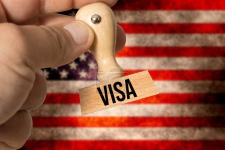 Téléchargez les photos : Drapeau des États-Unis et visa tampon - en image libre de droit