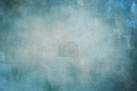 Acrylic painting on canvas, abstract background with blue smudged vignette, grunge texture