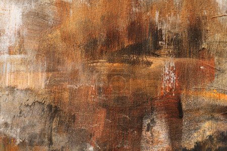 Photo for Detail of burnt orange colored abstract acrylic painting on canvas, grunge  background - Royalty Free Image