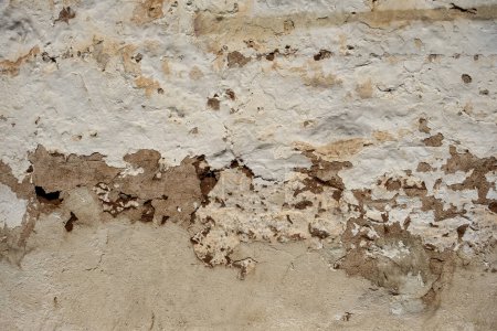 Photo for Detail of cement render plaster coating on old white lime washed wall - Royalty Free Image