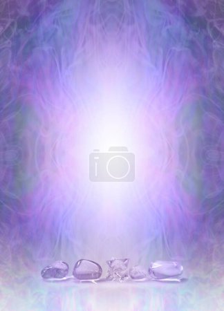 Photo for Purple Ray Crystal Healing Diploma Award Certificate A4  Background Template - selection of healing stones at base of ethereal border background with copy space ideal for holistic theme - Royalty Free Image