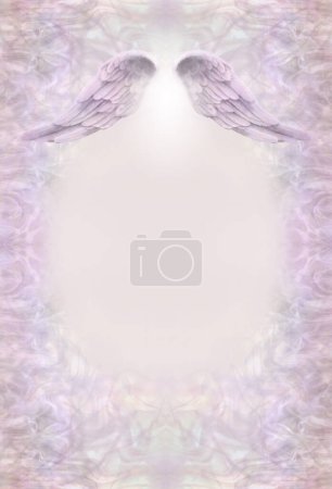 Photo for Angel Wings memo message template - pale pink and blue ethereal symmetrical border background with wings top centre  ideal for a certificate, diploma, award, advert or powerpoint presentation background - Royalty Free Image