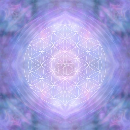 Téléchargez les photos : Modèle de symbole de fleur de vie Lilas Arrière-plan complet soft focus Fleur de vie Mandala fond idéal pour le thème holistique spirituel - en image libre de droit