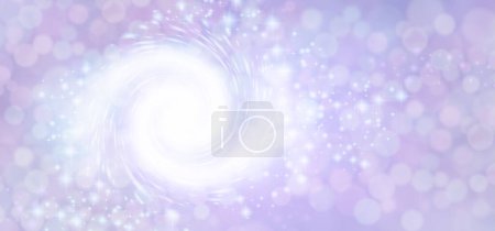 Weiß funkelnde doppelte Fibonacci-Spirale lila Bokeh Überraschungshintergrund - schöne blasse Bokeh mit weißen Fibonacci-Spiralen überlagert wirft Funkeln ideal für eine Party oder spirituelle Thema Einladung Vorlage