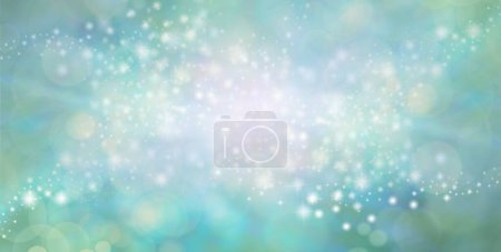 Jade green bursting with beautiful energy spiritual surprise background - pastel green bokeh with central sparkles radiating outwards ideal for a spiritual celebration message template