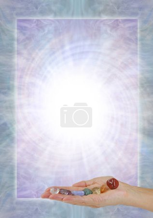 Photo for Chakra Crystal healing diploma course certificate award frame template -  purple blue border  background with a spinning spiral vortex white centre ideal for an announcement, invitation, advert or price list - Royalty Free Image