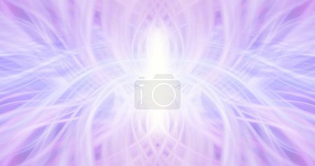 Lotus shape symmetrical pastel pink and lilac coloured wide spiritual template - wispy complex mirrored background and copy space for spiritual messages 