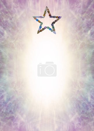 Photo for Healing Crystal Therapy Star  Award Diploma Certificate Background Template - mystical  multicoloured energy field background with five pointed  crystal star at top and copy space below - Royalty Free Image