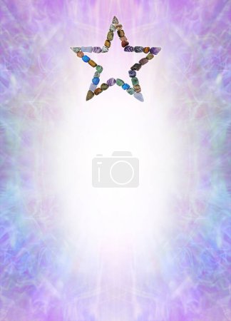 Photo for Crystal Star Healing Diploma Award Certificate A4 Template Background - five point star made of tumbled stone centrally placed at top of lilac ethereal border background with copy space for advert text - Royalty Free Image