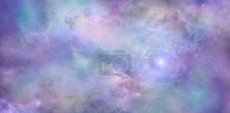 Foto de Hermosa bandera de fondo de paisaje nublado celeste colorido concepto celestial azul rosa lila etéreo cielo profundo espacio que representa los cielos por encima ideal para un tema espiritual - Imagen libre de derechos