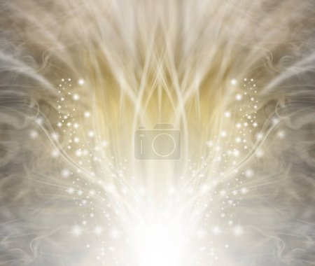 Powerful healing energy Template - Outflowing golden light with sparkles glittering either side ideal for a healing spiritual theme background 