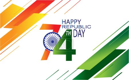 Illustration for 74th Republic Day in India celebration on January 26 illustration, it's designed by vishal singh - Royalty Free Image