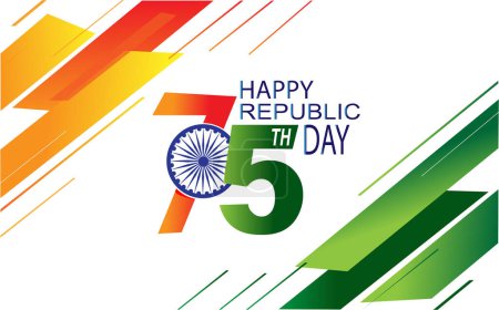 Illustration for 75th Republic Day in India celebration on January 26 illustration, it's designed by vishal singh - Royalty Free Image