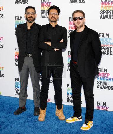Photo for Santa Monica, California - March 04, 2023: Aman Mann, Shaunak Sen and Teddy Leifer attend the 2023 Film Independent Spirit Awards - Royalty Free Image