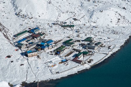 Photo for GOKYO, NEPAL - CIRCA OCTOBER 2013: view of the village of Gokyo circa October 2013 in Gokyo. - Royalty Free Image
