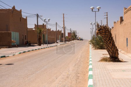 Photo for HASSILABIED, MOROCCO - CIRCA SEPTEMBER 2014: view of the village Hassilabied near Merzouga, Erg Chebbi sand dunes circa September 2014 in Hassilabied. - Royalty Free Image