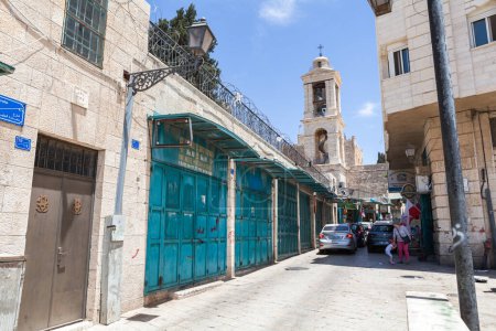 Photo for BETHLEHEM, ISRAEL - CIRCA MAY 2018: view of the bustling streets of Bethlehem circa May 2018 in  Bethlehem. - Royalty Free Image
