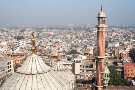 Téléchargez les photos : DELHI, INDE - CIRCA NOVEMBRE 2013 : Panorama de Delhi Mosquée Jama Masjid minaret vers novembre 2013 à Delhi. - en image libre de droit