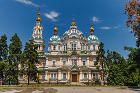 ALMATY, KAZAKHSTAN - CIRCA JUNE 2017: The Ascension Cathedral also known as Zenkov Cathedral a Russian Orthodox cathedral located in Panfilov Park in Almaty circa June 2017 in Almaty.
