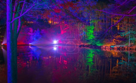 Photo for Illuminations around the lake at Blue Pool in Dorset - Royalty Free Image