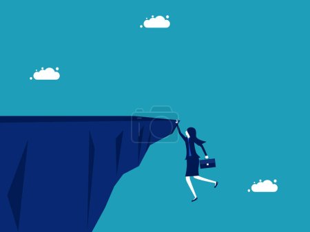 Illustration for Financial crisis. Bankruptcy. Businesswoman falling from a cliff. vector eps - Royalty Free Image