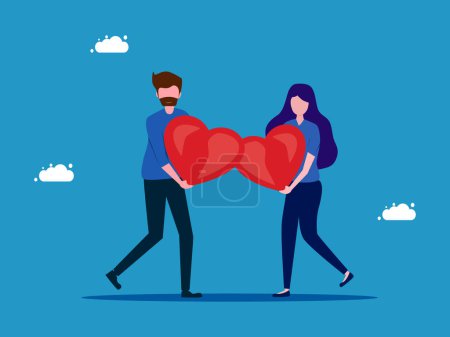 Illustration for Man and woman holding a heart. Marriage and life vector illustration - Royalty Free Image
