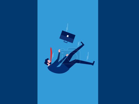 Bankruptcy, business crisis. Businessman falls into a hole. vector