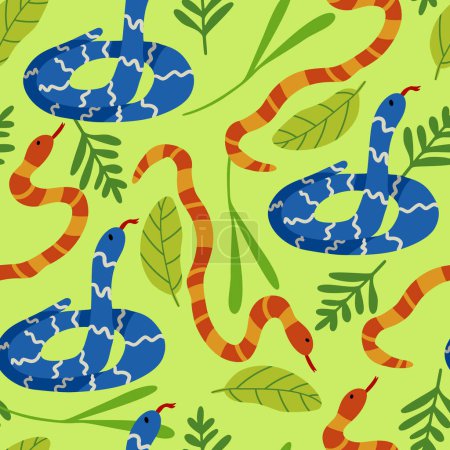 Téléchargez les illustrations : Serpents abstraits Modèle sans couture exotique - en licence libre de droit