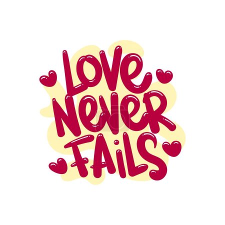 Illustration for Love never fails people quote typography flat design illustration - Royalty Free Image