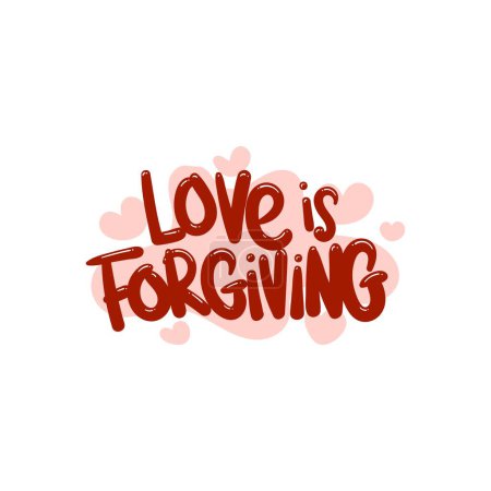 Ilustración de Amor es perdonar a la gente citar tipografía diseño plano ilustración - Imagen libre de derechos