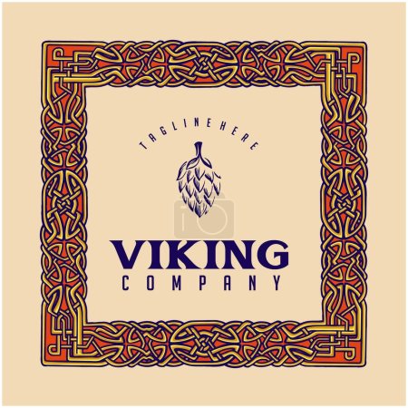 Viking frame vintage skandinavischen Ornament Illustration Vektor Illustrationen für Ihre Arbeit Logo, Merchandise-T-Shirt, Aufkleber und Etikettendesigns, Poster, Grußkarten Werbung Unternehmen oder Marken