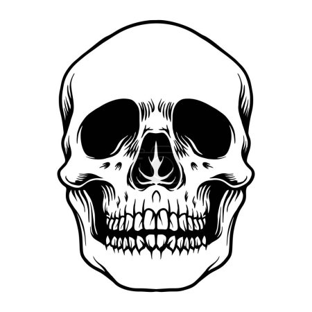 Illustration for Simple Skull Head Smiley Monochrome vector illustrations for your work logo, merchandise t-shirt, stickers and label designs, poster, greeting cards advertising business company or brands - Royalty Free Image