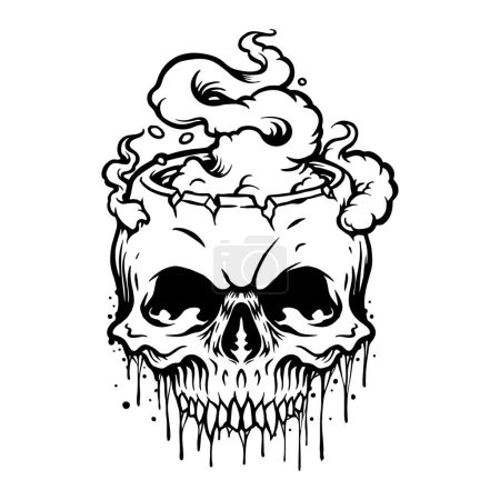 Ilustración de Skull Burning Cloud esboza ilustraciones vectoriales para su logotipo de trabajo, camiseta de mercancías, pegatinas y diseños de etiquetas, póster, tarjetas de felicitación publicidad empresa o marcas - Imagen libre de derechos