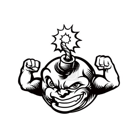 Illustration for Strong bomb monochrome Clipart vector illustrations for your work logo, merchandise t-shirt, stickers and label designs, poster, greeting cards advertising business company or brands - Royalty Free Image