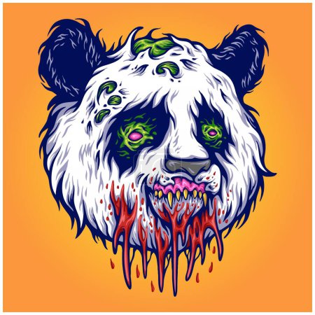 Illustration for Angry panda head monster illustration vector illustrations for your work logo, merchandise t-shirt, stickers and label designs, poster, greeting cards advertising business company or brands - Royalty Free Image