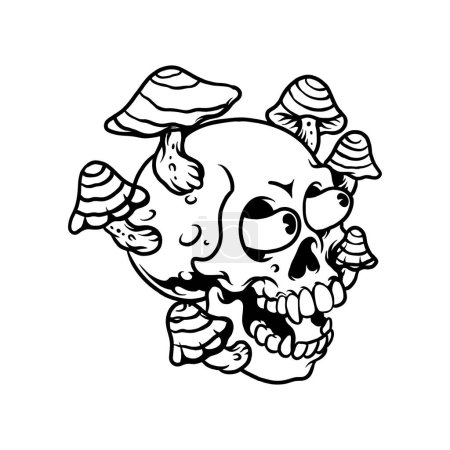 Illustration for Trippy Magic mushroom and skull illustration vector illustrations for your work logo, merchandise t-shirt, stickers and label designs, poster, greeting cards advertising business company or brands - Royalty Free Image