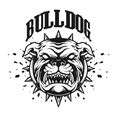 Illustration for Bulldog word hand lettering vintage logo mascot monochrome vector illustrations for your work logo, merchandise t-shirt, stickers and label designs, poster, greeting cards advertising business company or brands - Royalty Free Image