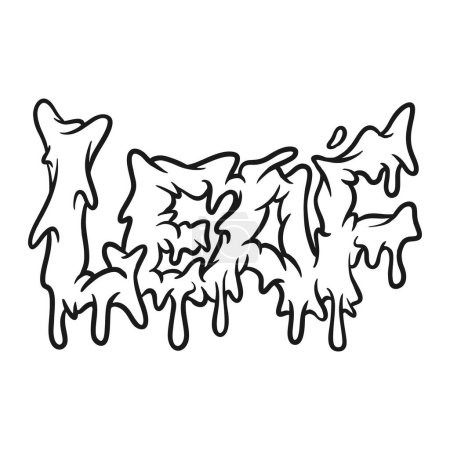 Ilustración de Melting weed word horror typeface illustrations vector monocromo para su logotipo de trabajo, camiseta de mercancías, pegatinas y diseños de etiquetas, póster, tarjetas de felicitación publicidad empresa o marcas - Imagen libre de derechos
