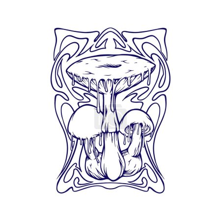 Trippy Magic Pilz psychedelischen Ornament Illustration Silhouette Vektor für Ihre Arbeit Logo, Merchandise-T-Shirt, Aufkleber und Etikettendesigns, Poster, Grußkarten Werbung Unternehmen oder Marken
