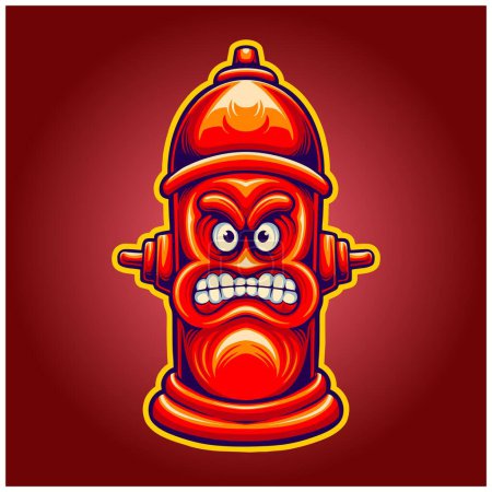 Illustration for Hydrant hose fierce fire fighter logo illustration vector for your work logo, merchandise t-shirt, stickers and label designs, poster, greeting cards advertising business company or brands - Royalty Free Image