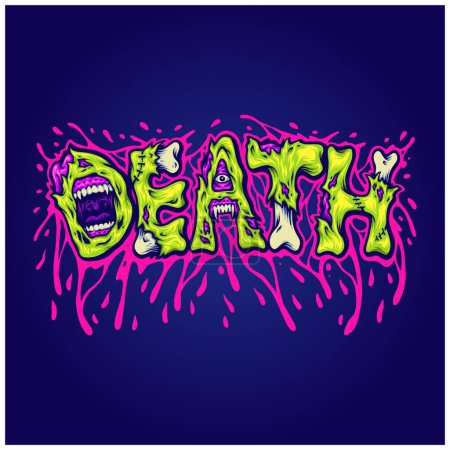 Illustration for Death word typeface with melted monster letter illustrations vector for your work logo, merchandise t-shirt, stickers and label designs, poster, greeting cards advertising business company or brands - Royalty Free Image