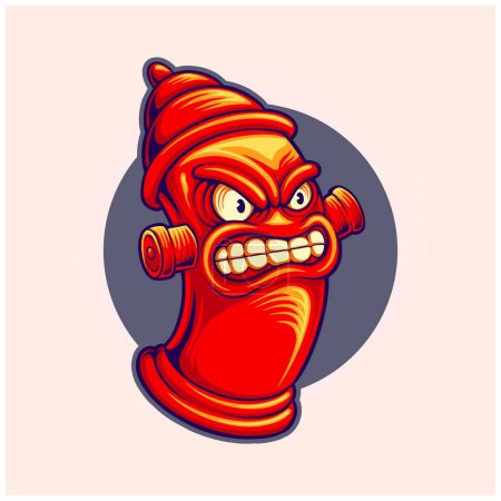 Ilustración de Fire hydrant rescue squad angry logo illustrations vector for your work logo, merchandise t-shirt, stickers and label designs, poster, greeting cards advertising business company or brands - Imagen libre de derechos