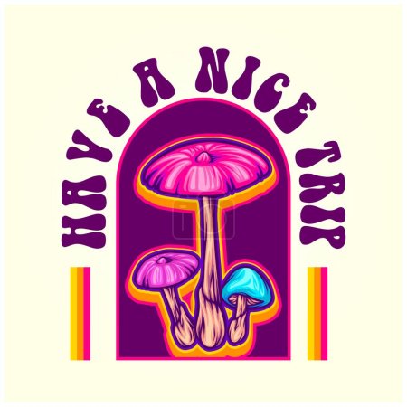 Wild mushroom plant psilocybin psychedelic logo illustrations vector for your work logo, merchandise t-shirt, stickers and label designs, poster, greeting cards advertising business company or brands