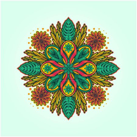 Ilustración de Adorno de mandala floral geometría sagrada logotipo ilustraciones ilustraciones vectoriales para su trabajo logotipo, camiseta de mercancías, pegatinas y diseños de etiquetas, póster, tarjetas de felicitación publicidad empresa de negocios o marcas - Imagen libre de derechos
