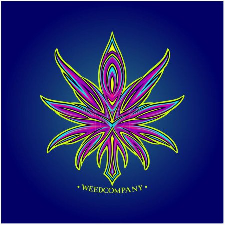 Illustration for Cannabis sativa leaf tribal ornament logo illustrations vector illustrations for your work logo, merchandise t-shirt, stickers and label designs, poster, greeting cards advertising business company or brands - Royalty Free Image