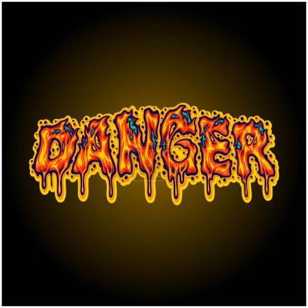Illustration for Danger word typeface with horror rotten text illustrations vector illustrations for your work logo, merchandise t-shirt, stickers and label designs, poster, greeting cards advertising business company or brands - Royalty Free Image
