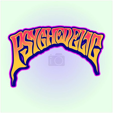 Illustration for Psychedelic typeface awesome cool text logo illustrations vector illustrations for your work logo, merchandise t-shirt, stickers and label designs, poster, greeting cards advertising business company or brands - Royalty Free Image