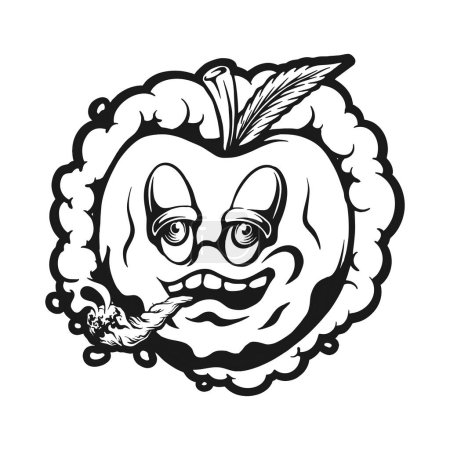 Illustration for Puffing paradise delightful experience cherry and cannabis outline vector illustrations for your work logo, merchandise t-shirt, stickers and label designs, poster, greeting cards advertising business company or brands - Royalty Free Image