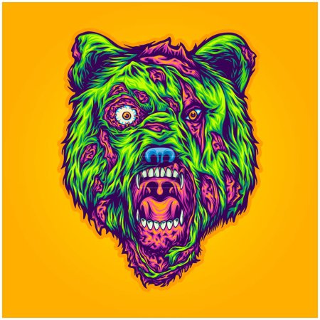 Illustration for Beast scary head bear monster zombie vector illustrations for your work logo, merchandise t-shirt, stickers and label designs, poster, greeting cards advertising business company or brands - Royalty Free Image