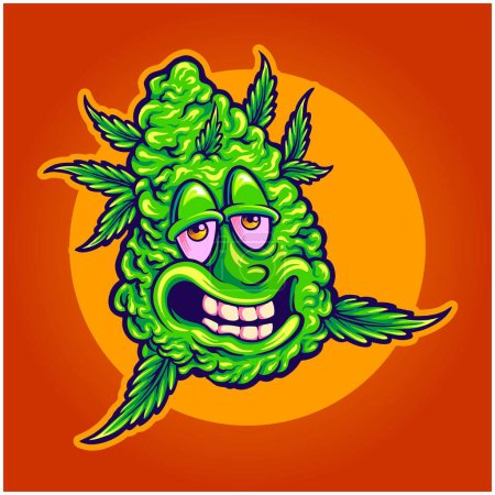 Illustrations vectorielles drôles de bourgeons de cannabis de monstre d'herbes hilarantes pour votre logo de travail, t-shirt de marchandises, autocollants et dessins d'étiquettes, affiche, cartes de v?ux publicité entreprise ou marques